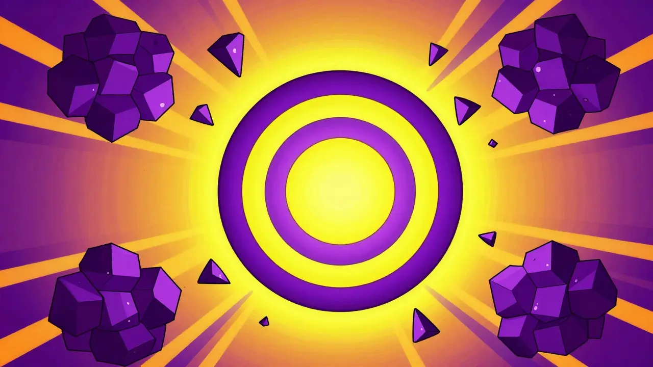 Pulsing geometric rings symbolizing bulk savings in vibrant trippy colors.