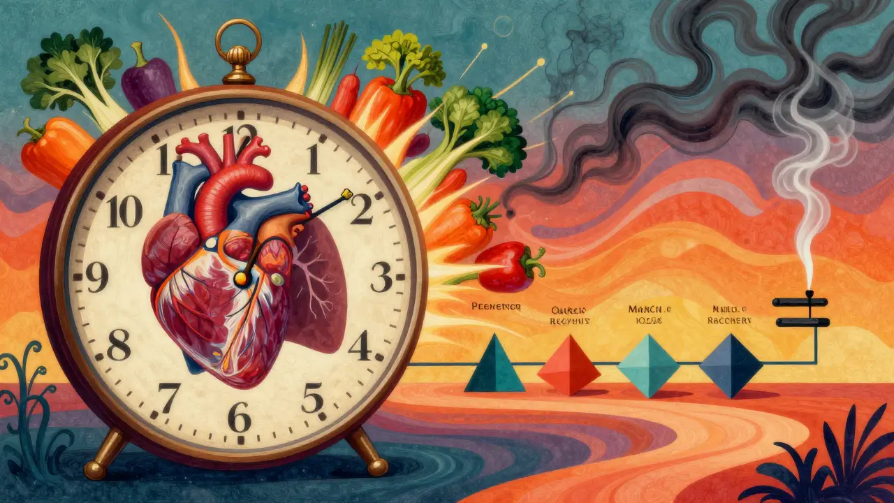 Artistic clock merging with health habits for surgery prep
